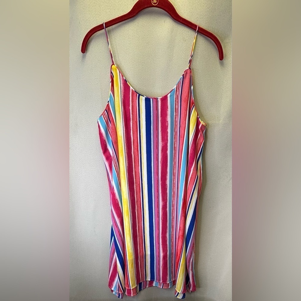 Alya Women’s Mini Striped Scoop Neck Spaghetti Strap Multicolor Medium